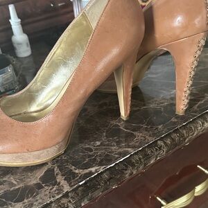 Nine West Tan Platform Heels